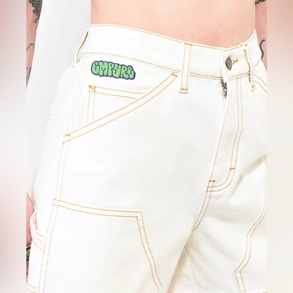 Like New‼️Empyre Cream Denim Cargo Shorts Size S Dixie Birch Carpenter Shorts - Picture 3 of 11